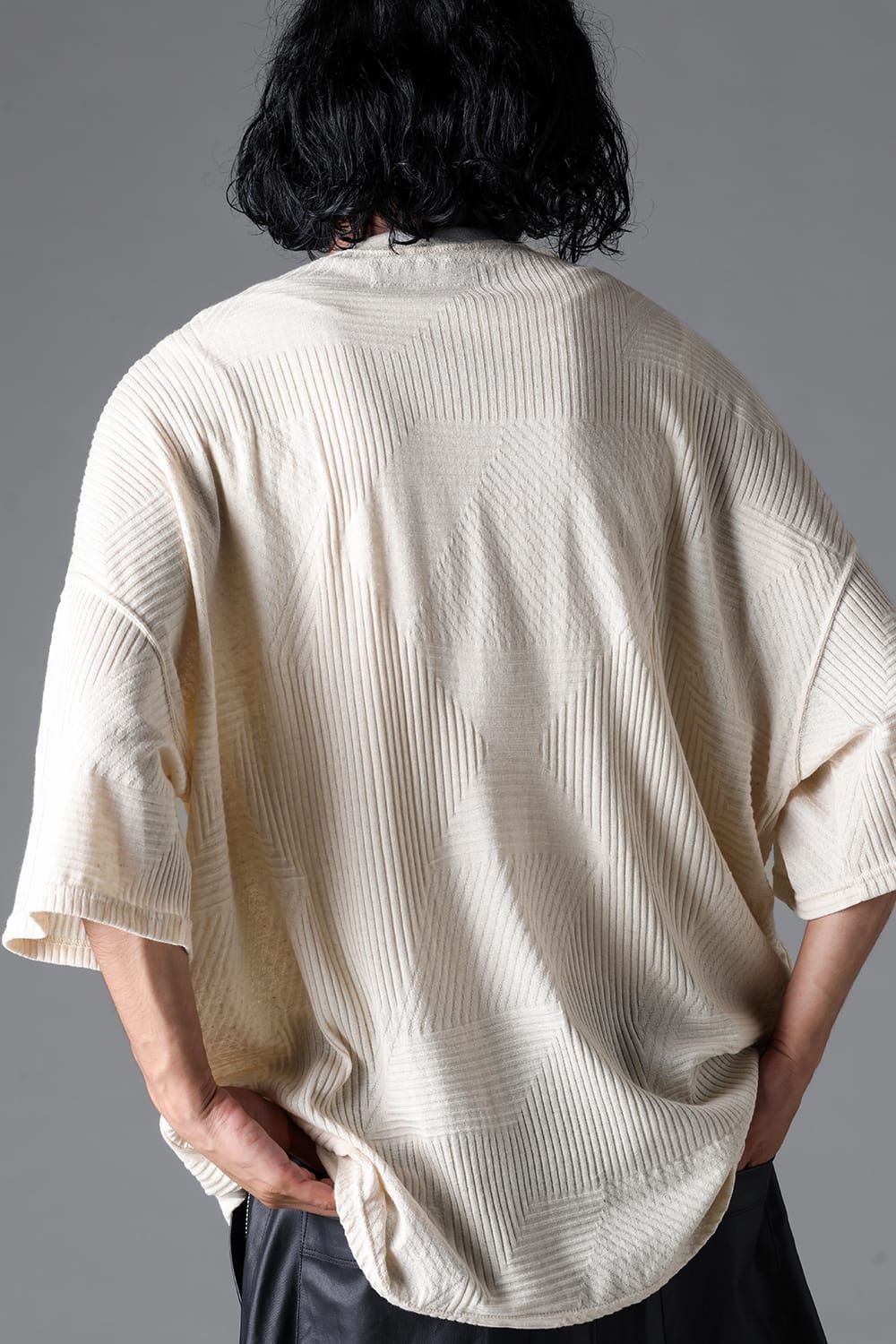 《2026SS先行予約》Deformed Stripe Pattern Jumbo Tee "Black / Cream" /ディフォルメドストライプパターンジャンボTee"ブラック/クリーム"