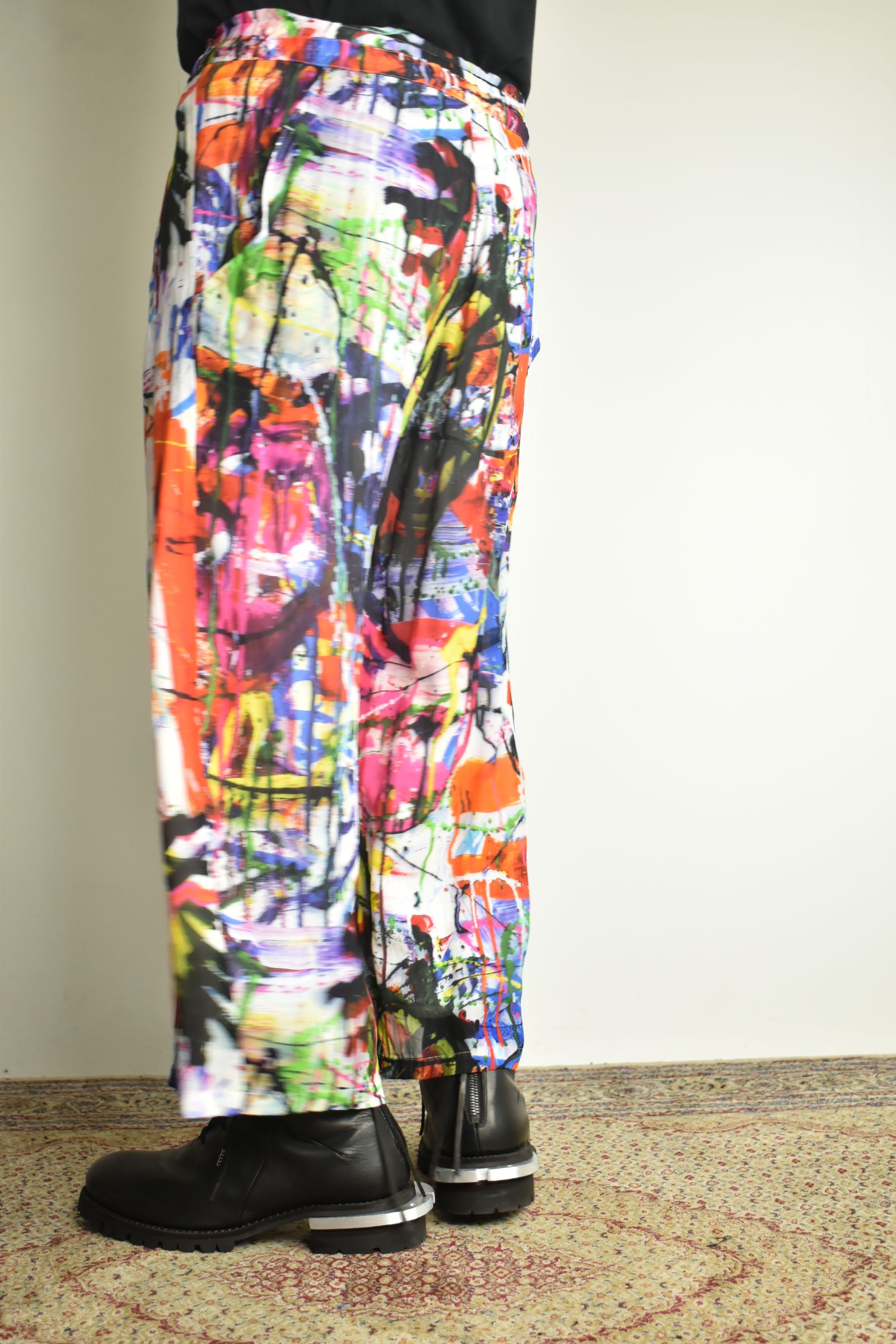 Rayon Chiffon Inkjet Print Wide Cropped Easy Pants"Color Print" / レーヨンシフォンインクジェットプリントワイドクロップドイージーパンツ"カラープリント"