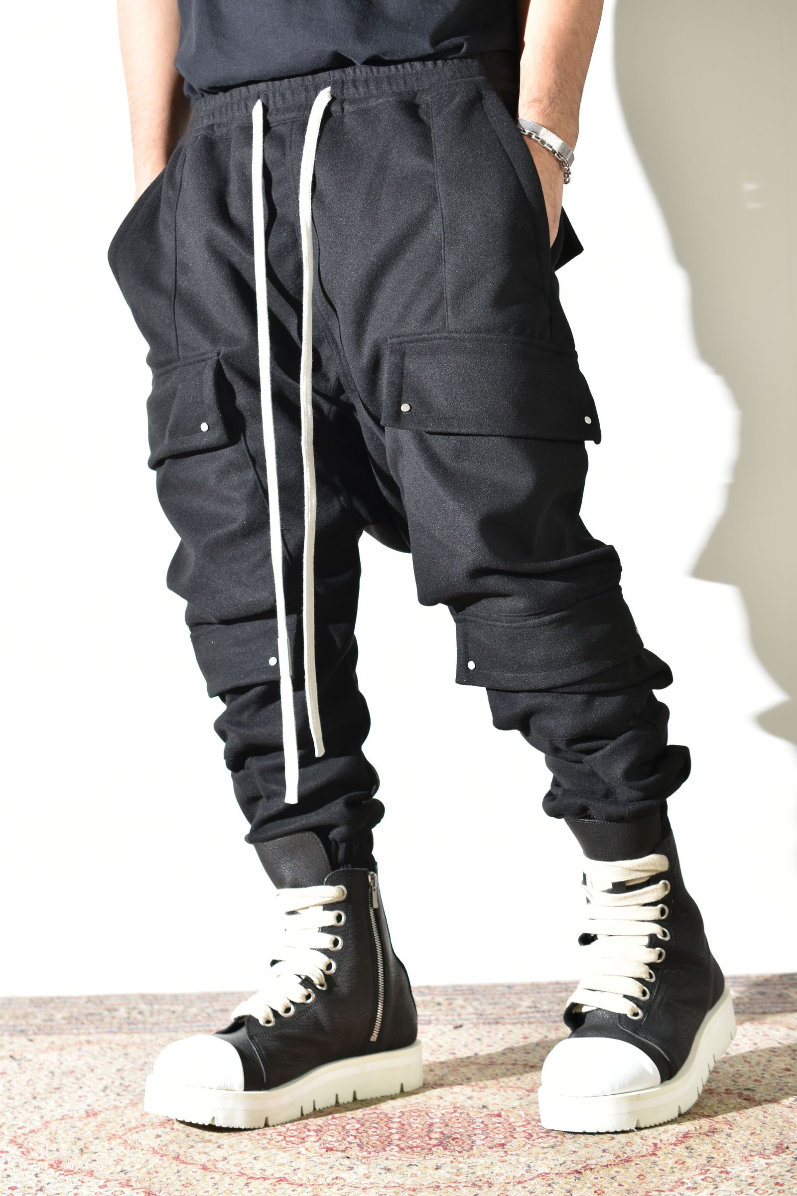 Knit Jersey Military Sarrouel Easy Pants"Black" / ニットジャージーミリタリーサルエルイージーパンツ"ブラック"