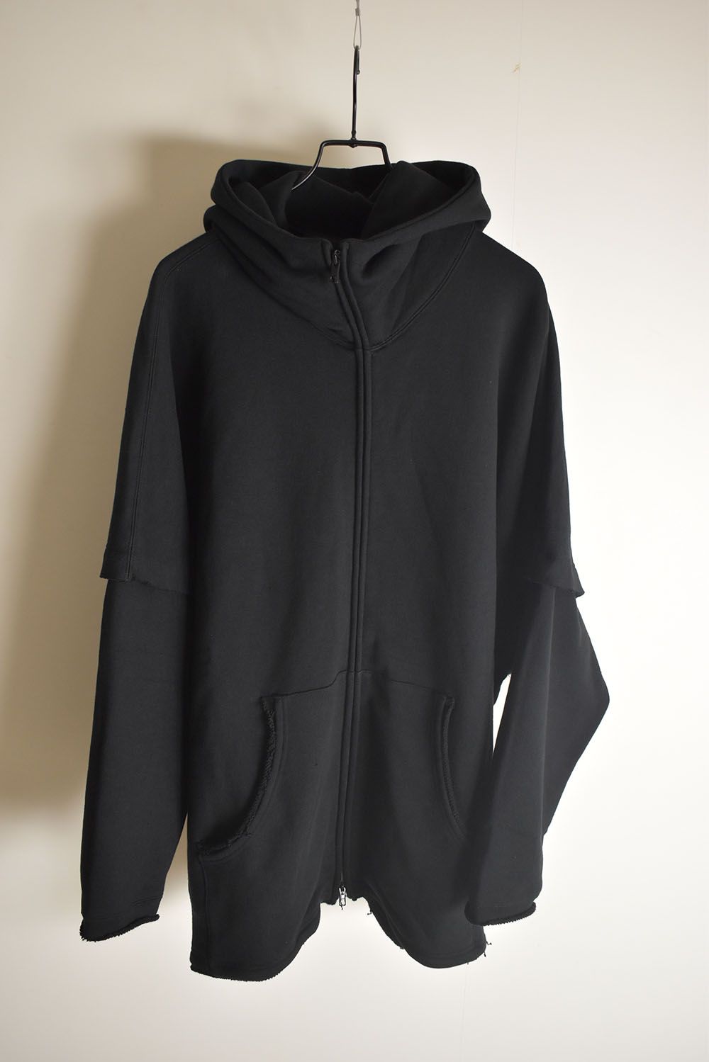 Sweat Oversize Zip Up Hoodie"Black" / スウェットオーバーサイズジップアップパーカ"ブラック"