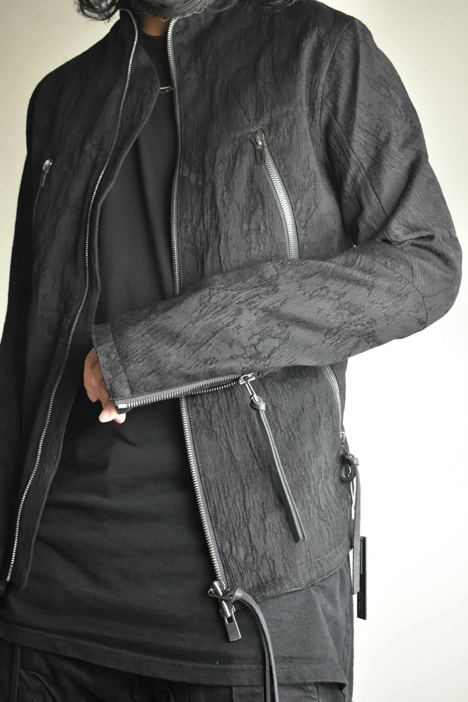 Damage Jacquard Single Rider Jacket"Black" / ダメージジャガードシングルライダースジャケット"ブラック"