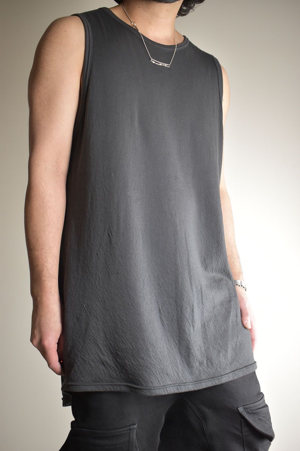 《2025AW先行予約》Double Gauze Long Tank Top"Black / Ivory /Khaki /Grey /D.Grey" /ダブルガーゼロングタンクトップ"ブラック/アイボリー/カーキ/グレー/ダークグレー"