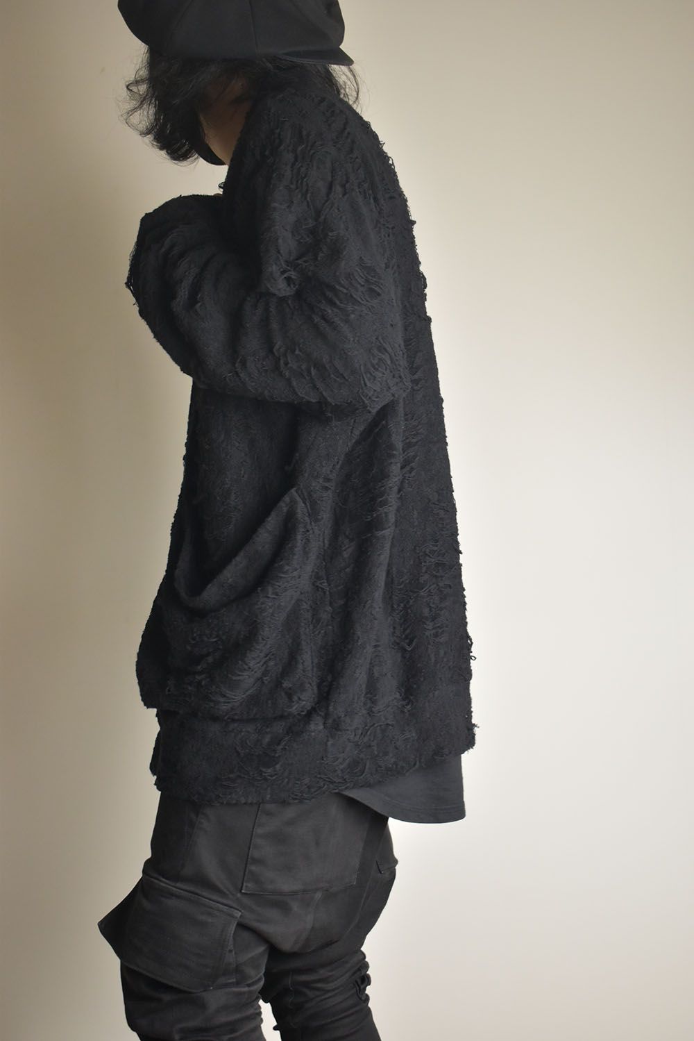 Damage Pile Jumbo Cardigan"Black" / ダメージパイル ジャンボカーディガン"ブラック"