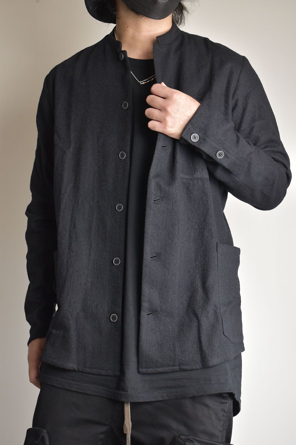 Stand Collar Shirts"Lamp Black"/スタンドカラーシャツ"ランプブラック"