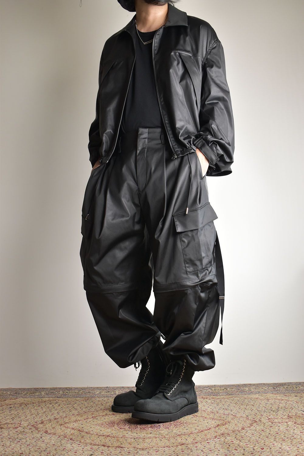 Fake Fake Leather Flight Jacket"Black"/フェイクフェイクレザーフライトジャケット"ブラック"