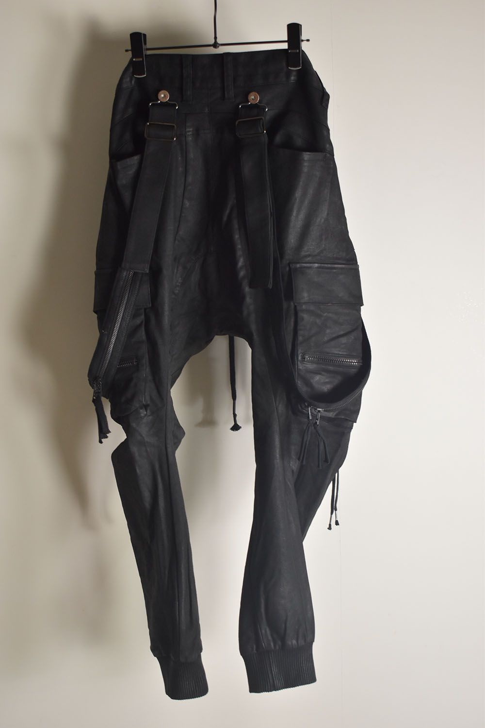 Product Coated Suspenders Cargo Jog Pants "Black" / 製品コーティングサスペンダーベルトカーゴジョグパンツ"ブラック"