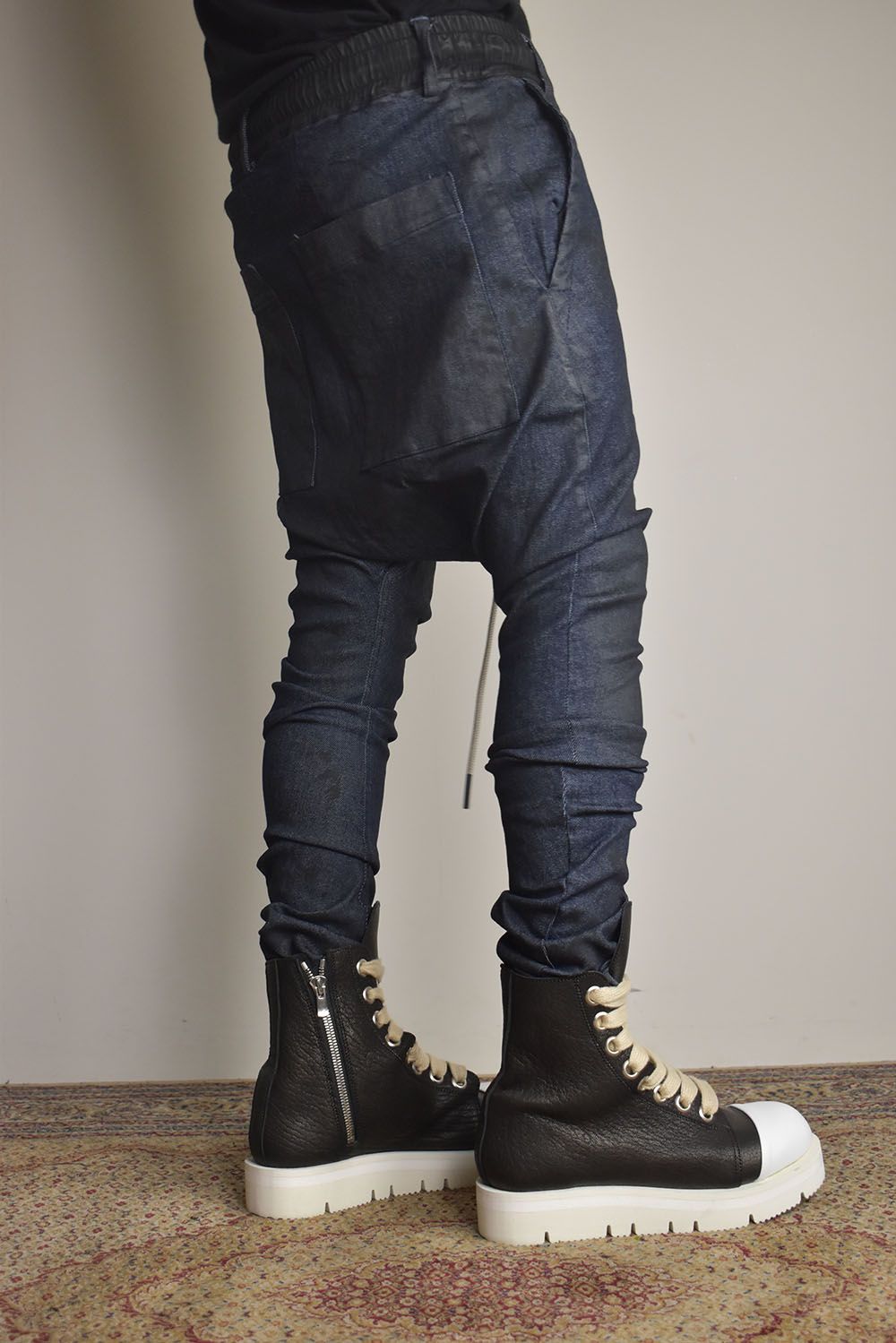 Coated Stretch denim Sarouel skinny"Blue" / コーティングストレッチデニムサルエルスキニー"ブルー"