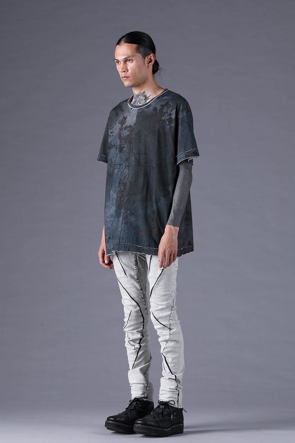 《2027SS先行予約分》Inkjet-Printed 30/- Cotton S/ST-Shirt"Charcoal" / インクジェットプリント30/-天竺ショートスリーブTee"チャコール"