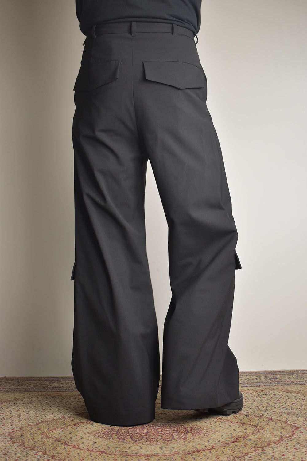 Shingle Flap Baggy Trousers "Black" / シンフラップバギートラウザー"ブラック"
