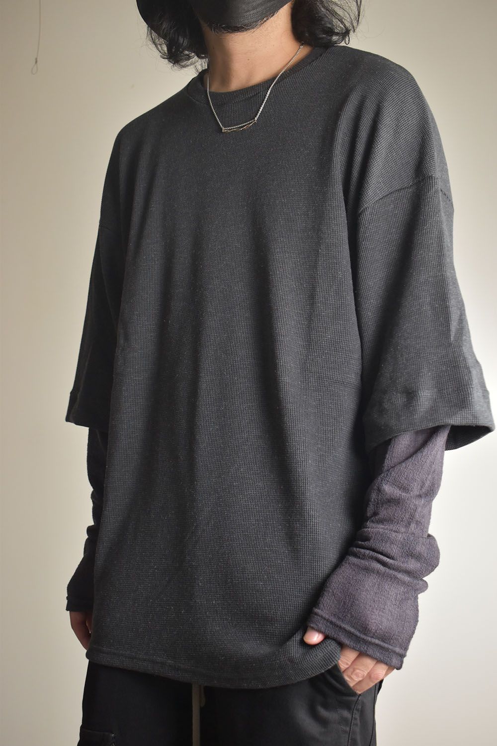 Layered Crew Neck Top"D.Grey" / レイヤードクルーネックトップ"ダークグレー"