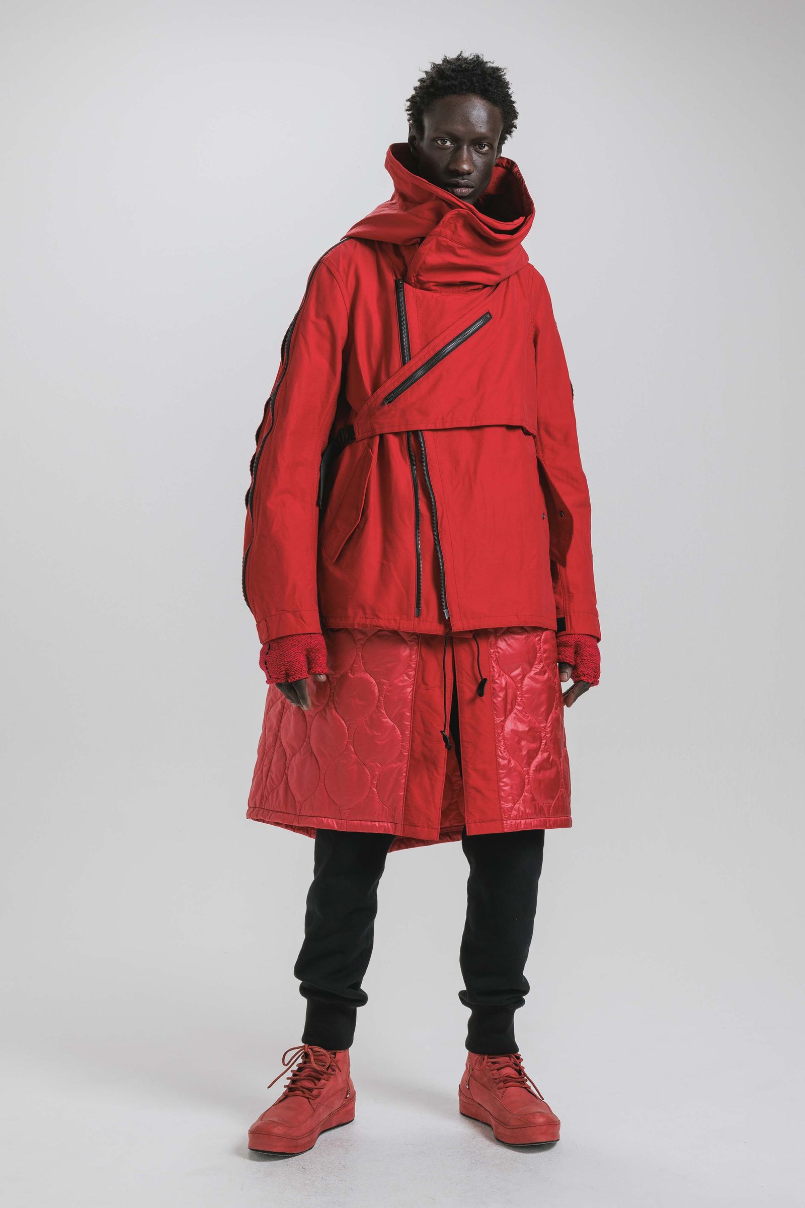 Multi Zip Short Mods Coat"Red" / マルチジップショートモッズコート"レッド"