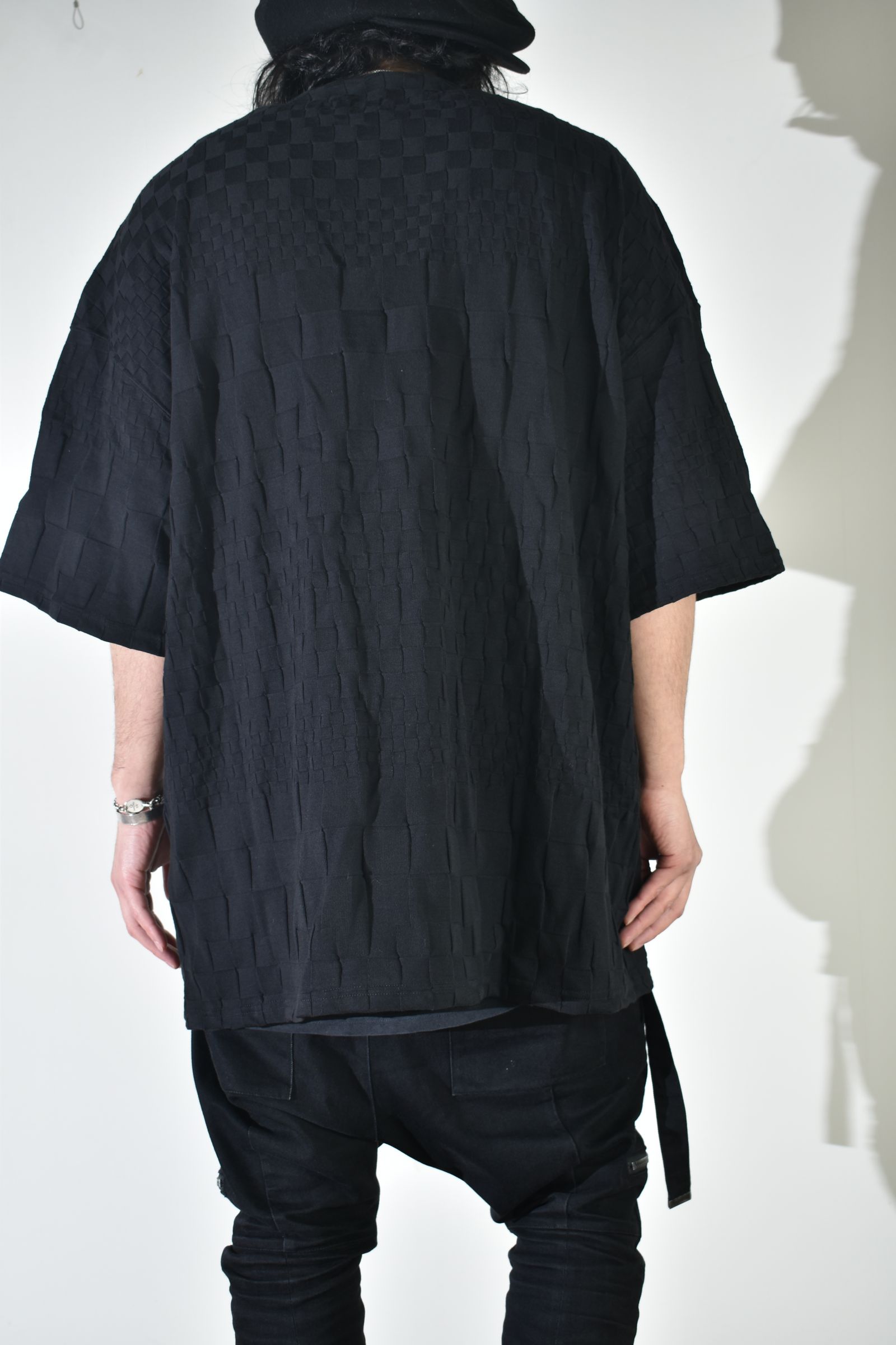Gradient Plaid Pattern Jumbo Tee"Black" / グラデーションチェックパターンジャンボTee"ブラック"