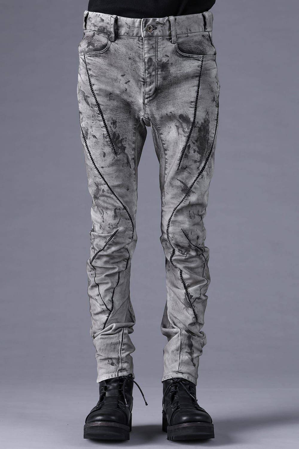 《2027SS先行予約分》Dirty Finish Overlock Twist Curve Pants"Dusty White" / ダーティ加工オーバーロックツイストカーブパンツ "ダスティホワイト"