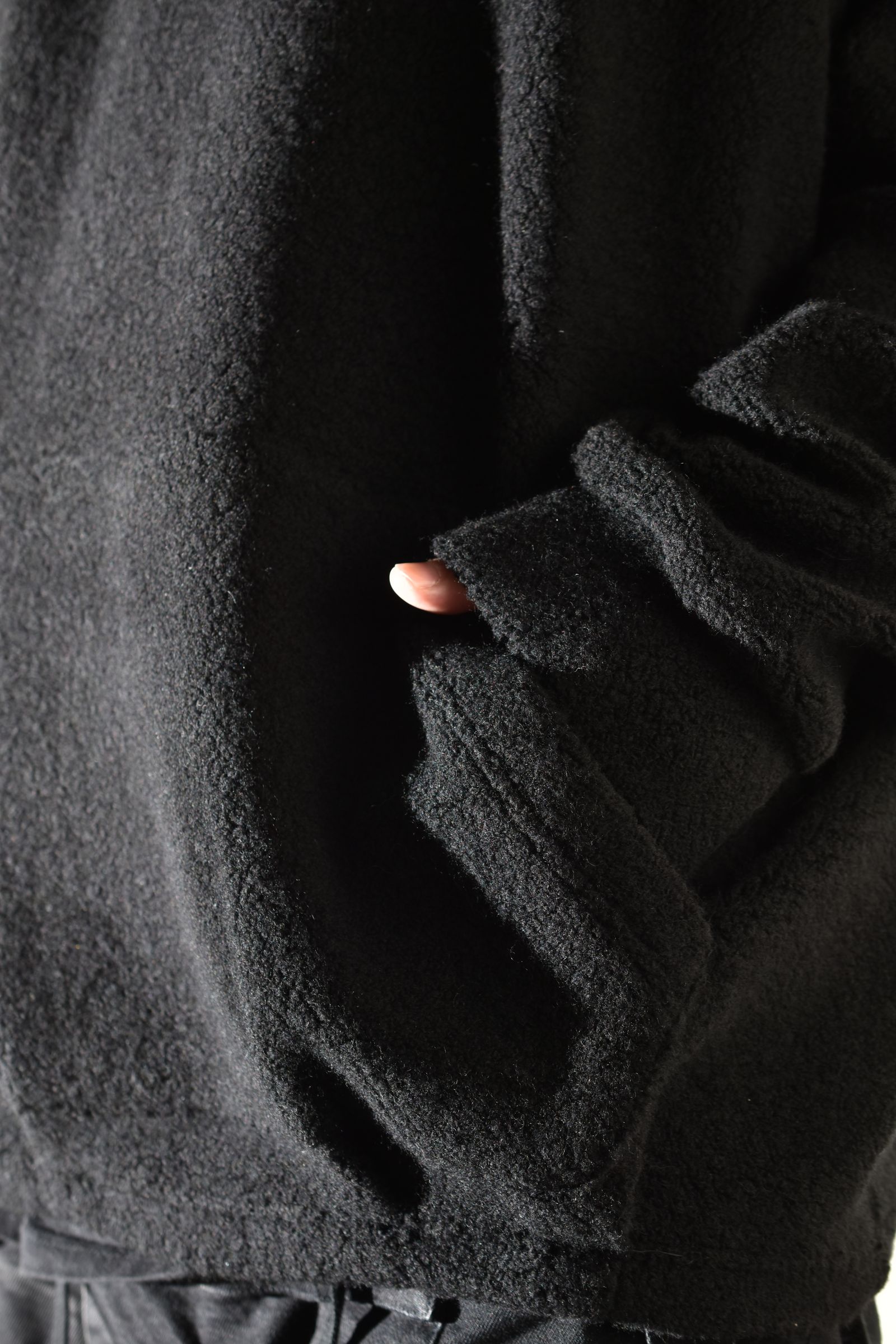 Sheep Pile Knit Dolman Hoodie Pullover"Black" / シープパイルニットドルマンフーディプルオーバー"ブラック"