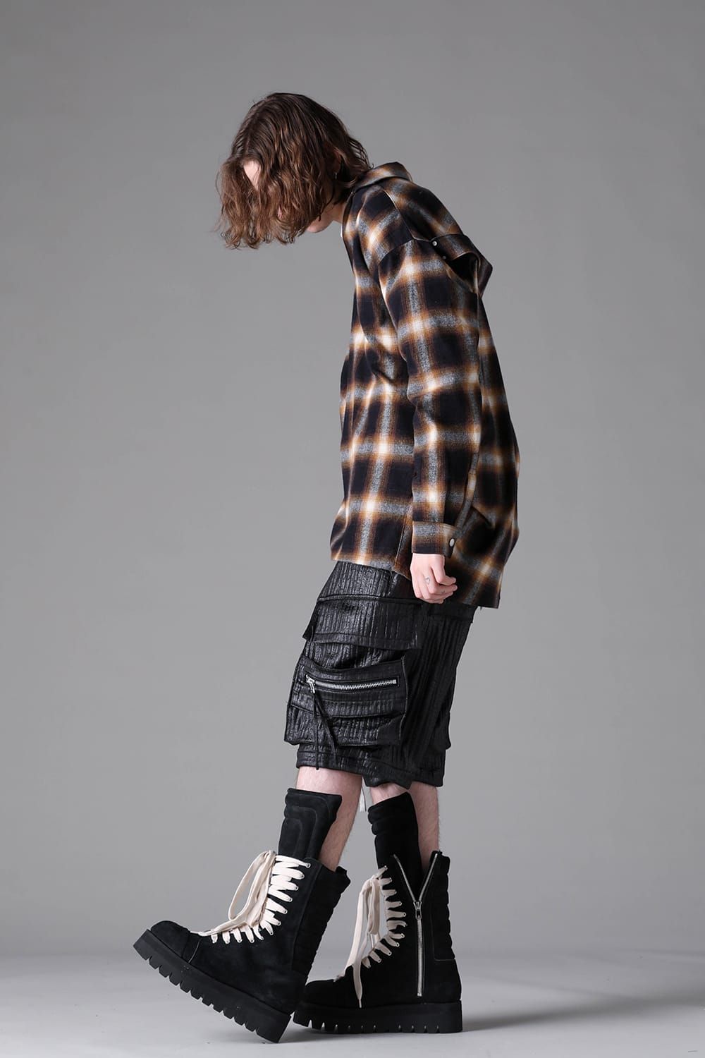 《2026AW先行予約》Plaid V Neck Shirts Pullover"Soft Greige / Black Camel / Warm Brown" / プレイドVネックシャツプルオーバー"ソフトグレージュ/ブラックキャメル/ウォームブラウン"