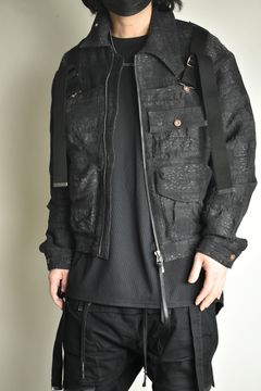 Crust Jacquard Salopette Layered Jacket"Black" / クラストジャガードサロペットレイヤードジャケット"ブラック"
