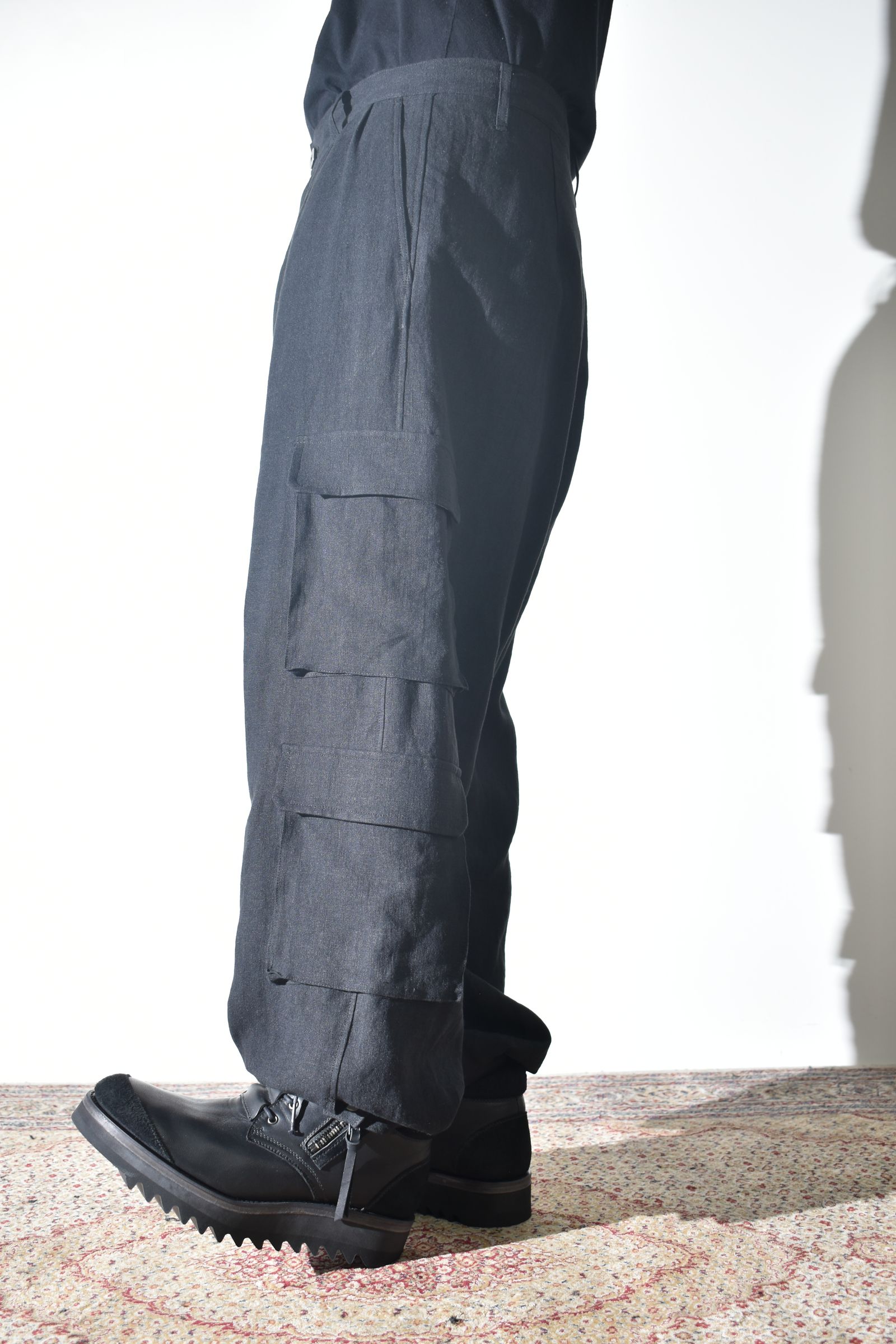 Linen Cargo Pants "Black" / リネンカーゴパンツ"ブラック"