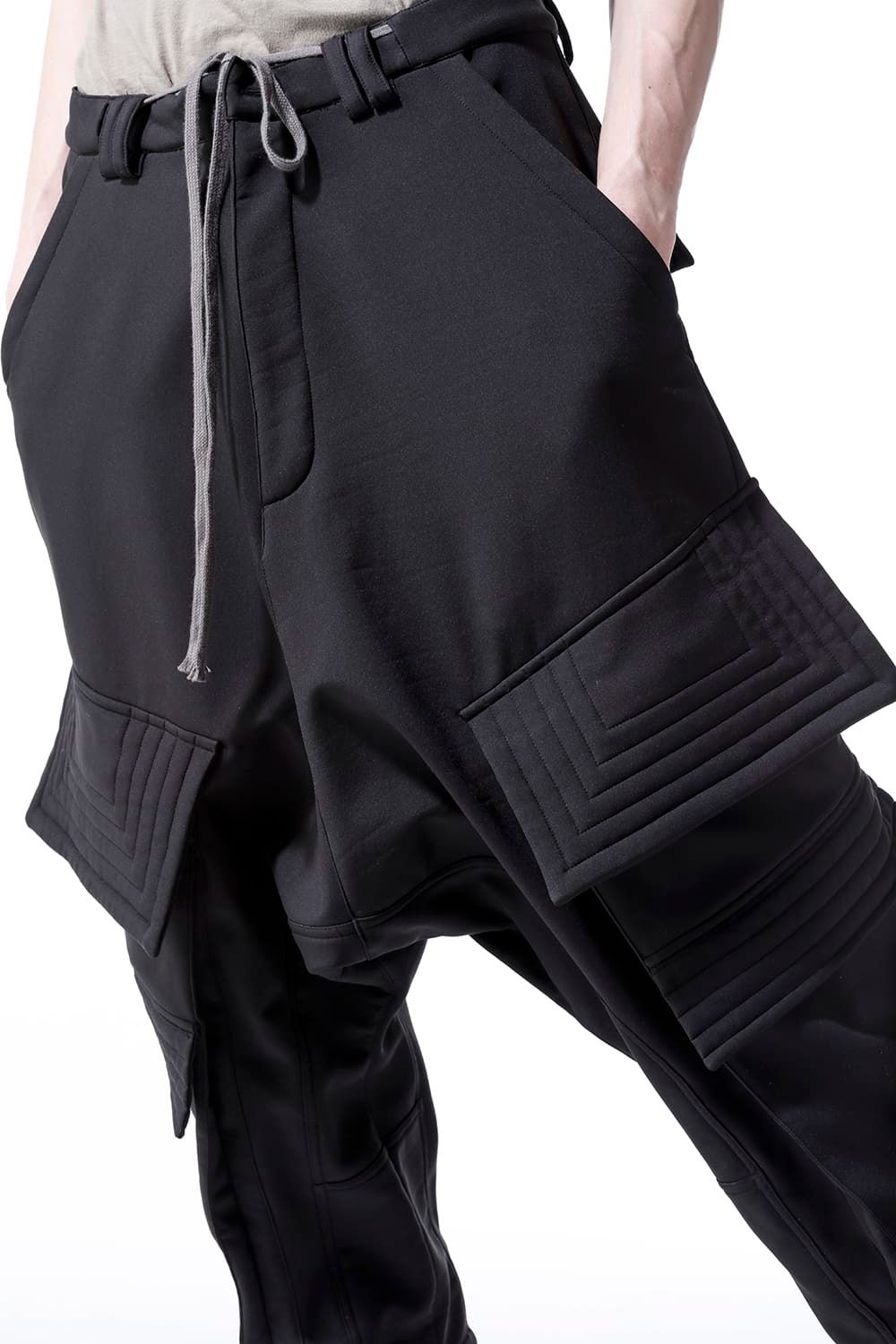 《2022AW先行予約》Nylon×Fleece Bonding Sarouel Wide Pants"Black"/ナイロン×フリースボンディングサルエルワイドパンツ"ブラック"
