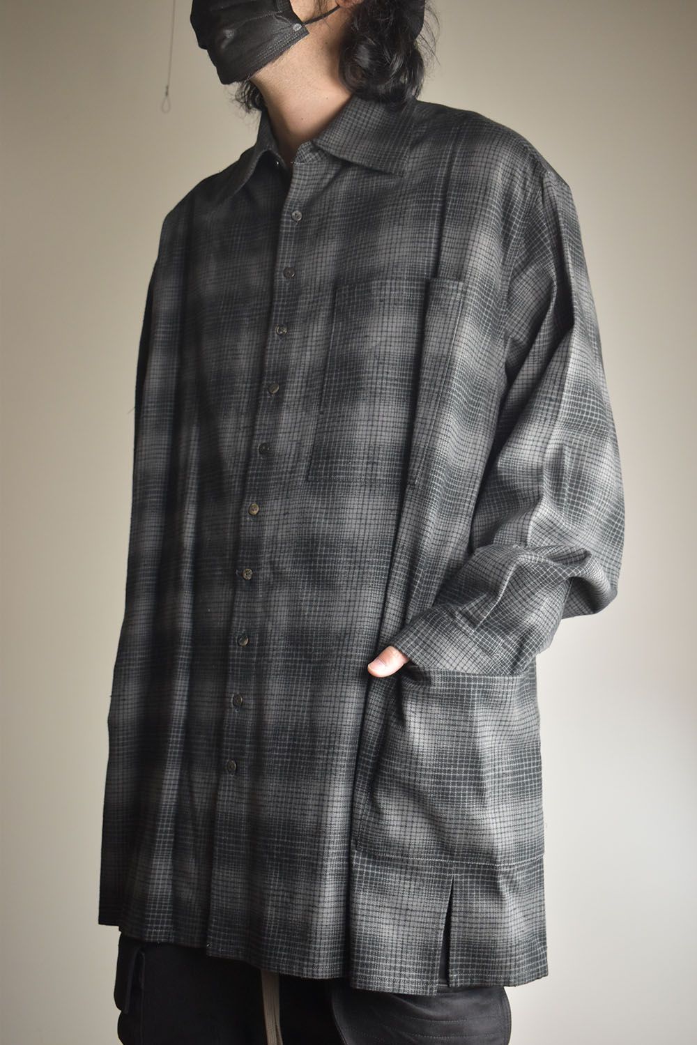 Over Sized Check Shirts"Grey" / オーバーサイズドチェックシャツ"グレー"