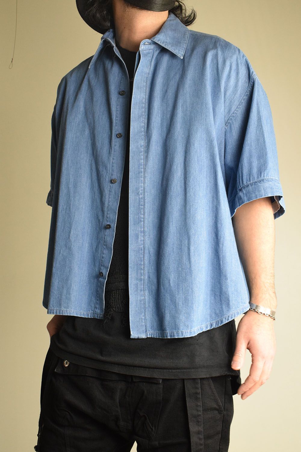 Detachable Sleeve Hook Cuff Shirt"Blue Washed" / デタッチャブルスリーブホックカフスシャツ"ブルーウォッシュド"