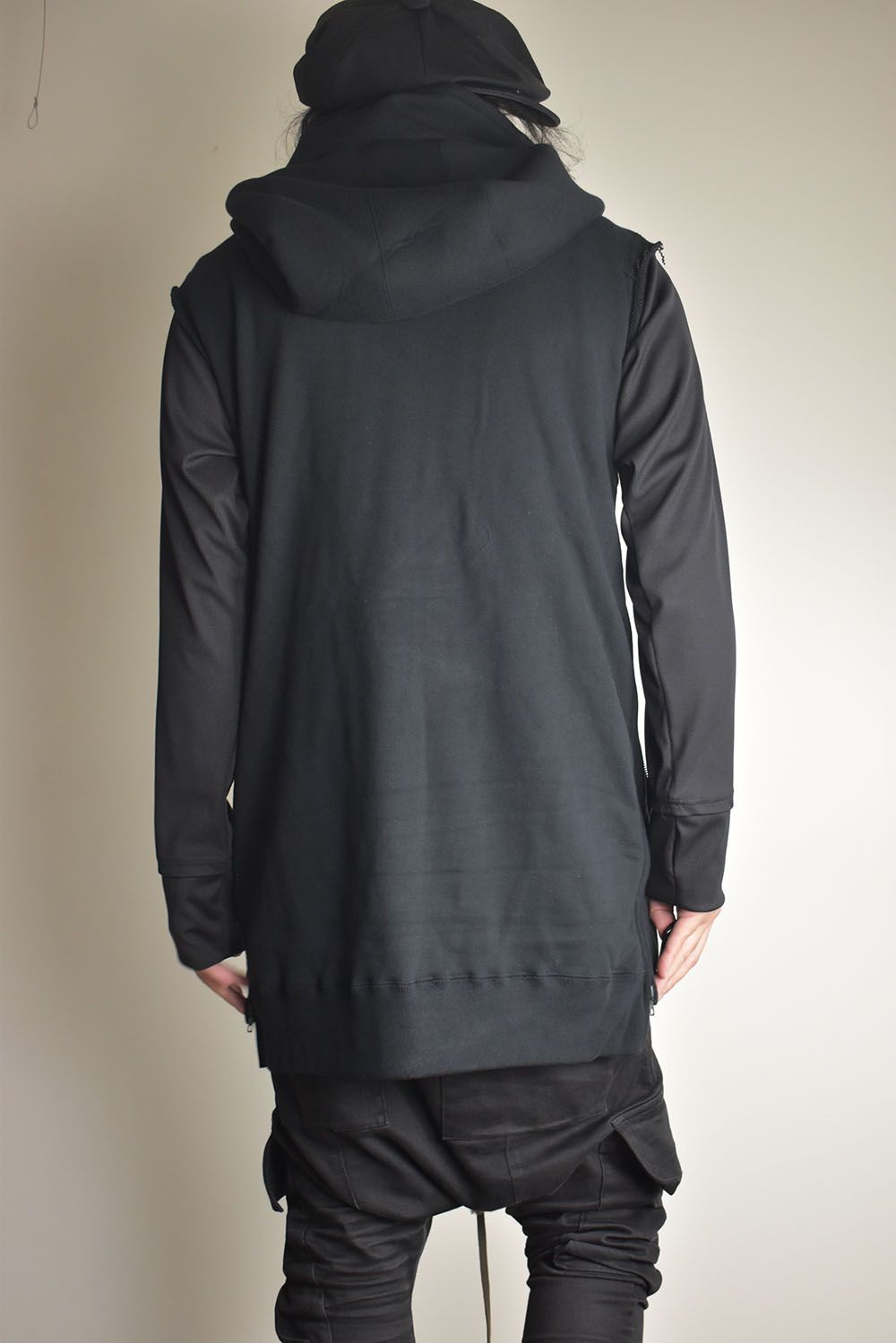 Over Sized Sleeve Less Hoodei"Black" /オーバーサイズスリーブレスフーディ"ブラック"