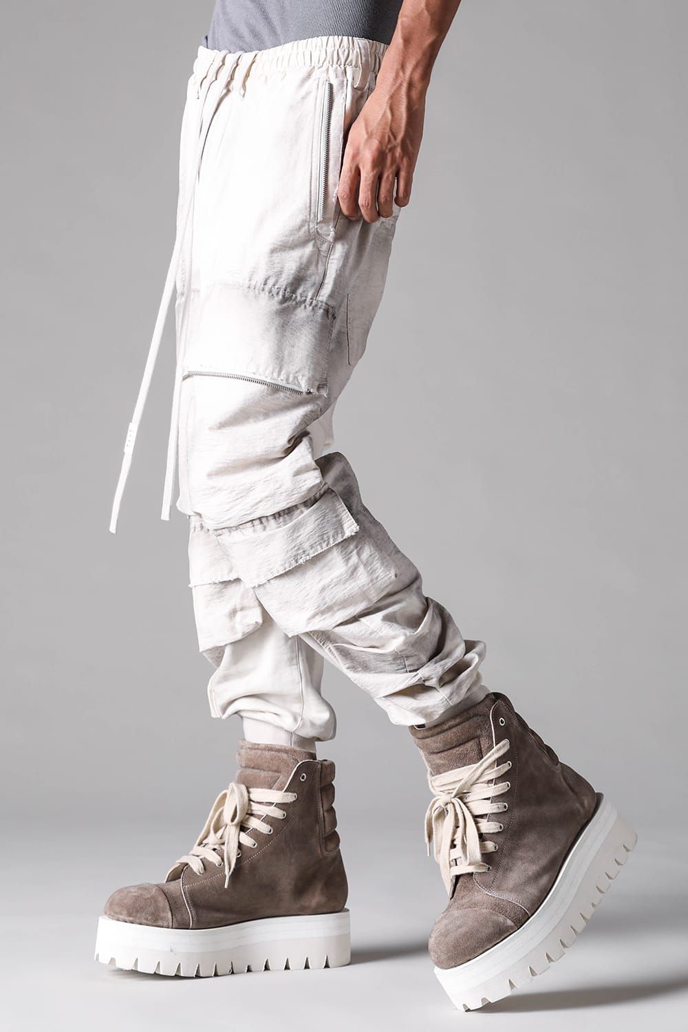 《2027SS先行予約》Vintage Cargo Sarrouel Easy Pants "Black × Brown / Grey × L.Grey / Ivory" / ヴィンテージカーゴサルエルイージー"パンツ"ブラック×ブラウン / グレー×ライトグレー / アイボリー"