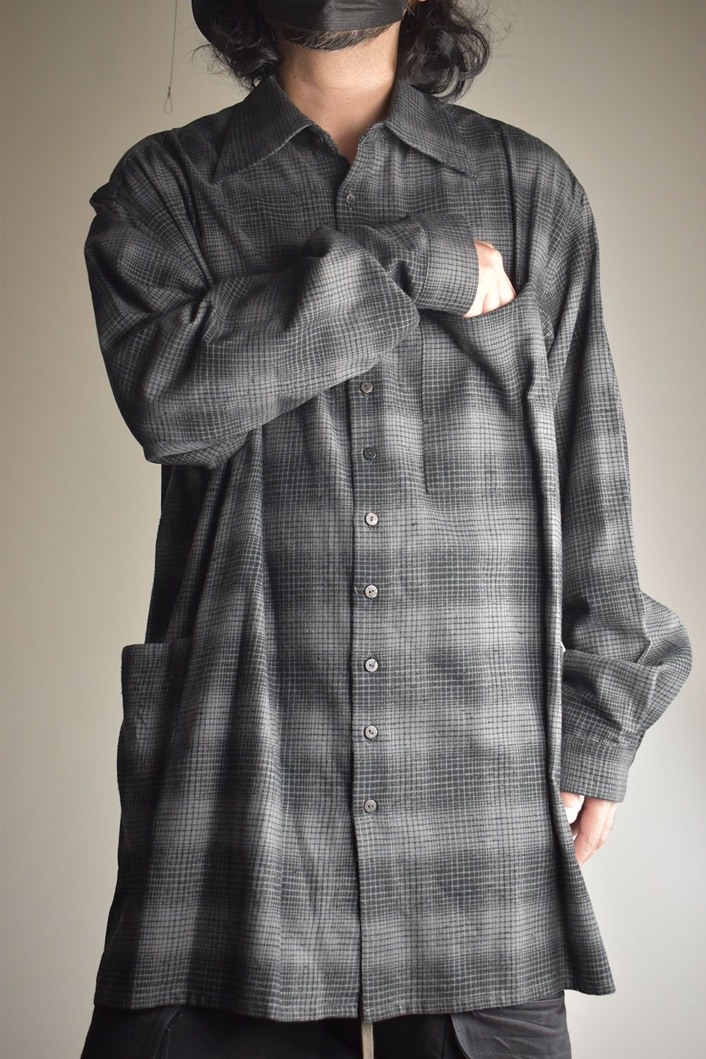 Over Sized Check Shirts"Grey" / オーバーサイズドチェックシャツ"グレー"