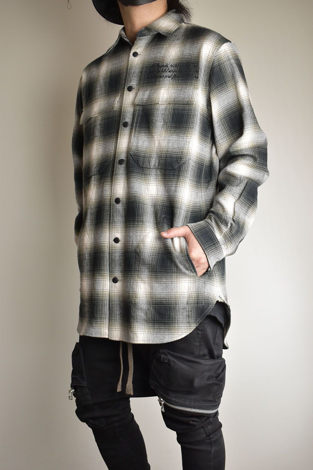 Ombre Check Long Shirts Jacket"White Check" / オンブレチェックロングシャツジャケット"ホワイトチェック"