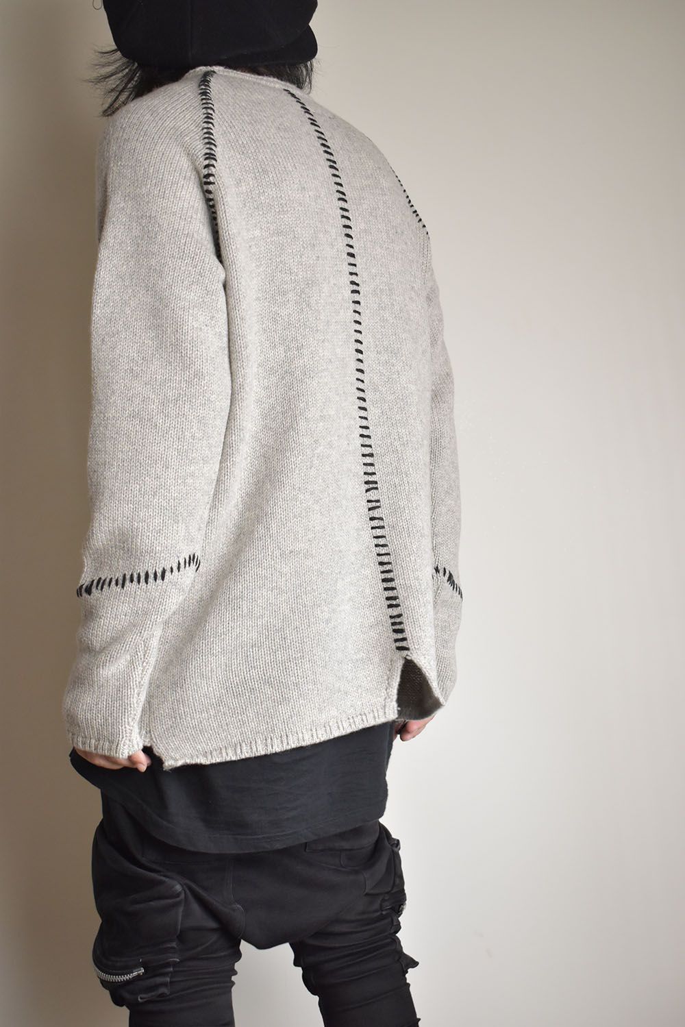 Over Lock Knit Pullover"Oyster Grey" / オーバーロックニットプルオーバー"オイスターグレー"