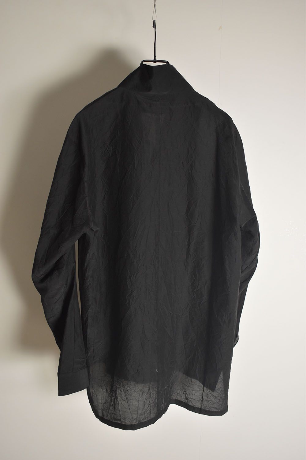 Silk Cotton Washer Shawl Collar Shirt"Black" / シルクコットンワッシャーショールカラーシャツ"ブラック"