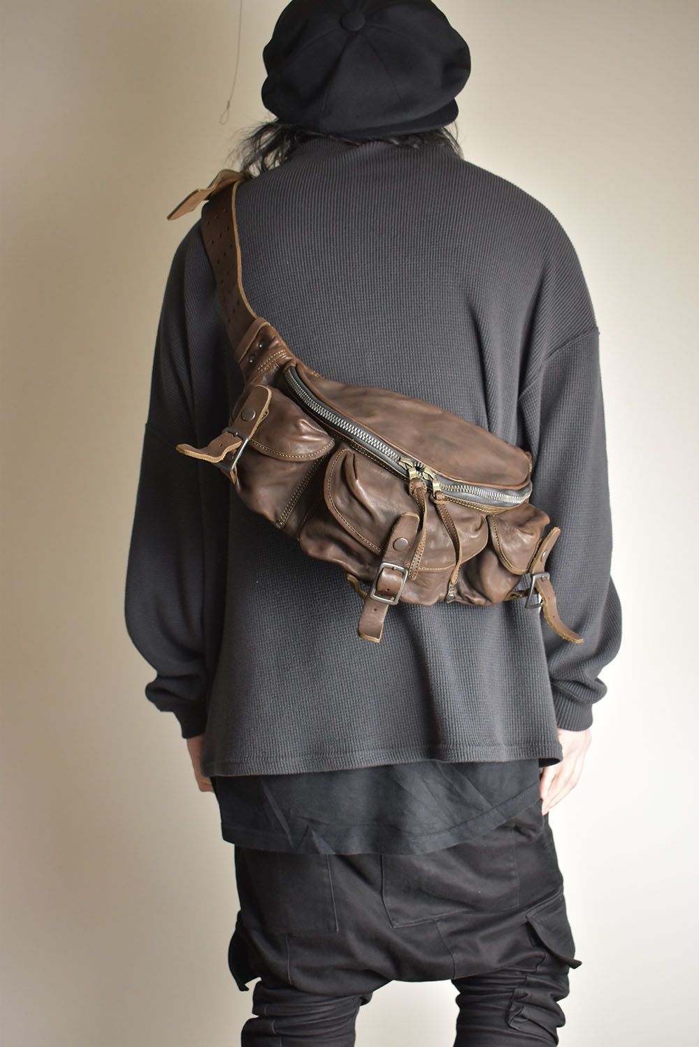 Double Shoulder 3Pin Belt Waist/Shoulder Bag"Khaki" / ダブルショルダー3ピンベルトウエスト/ショルダーバッグ"カーキ"