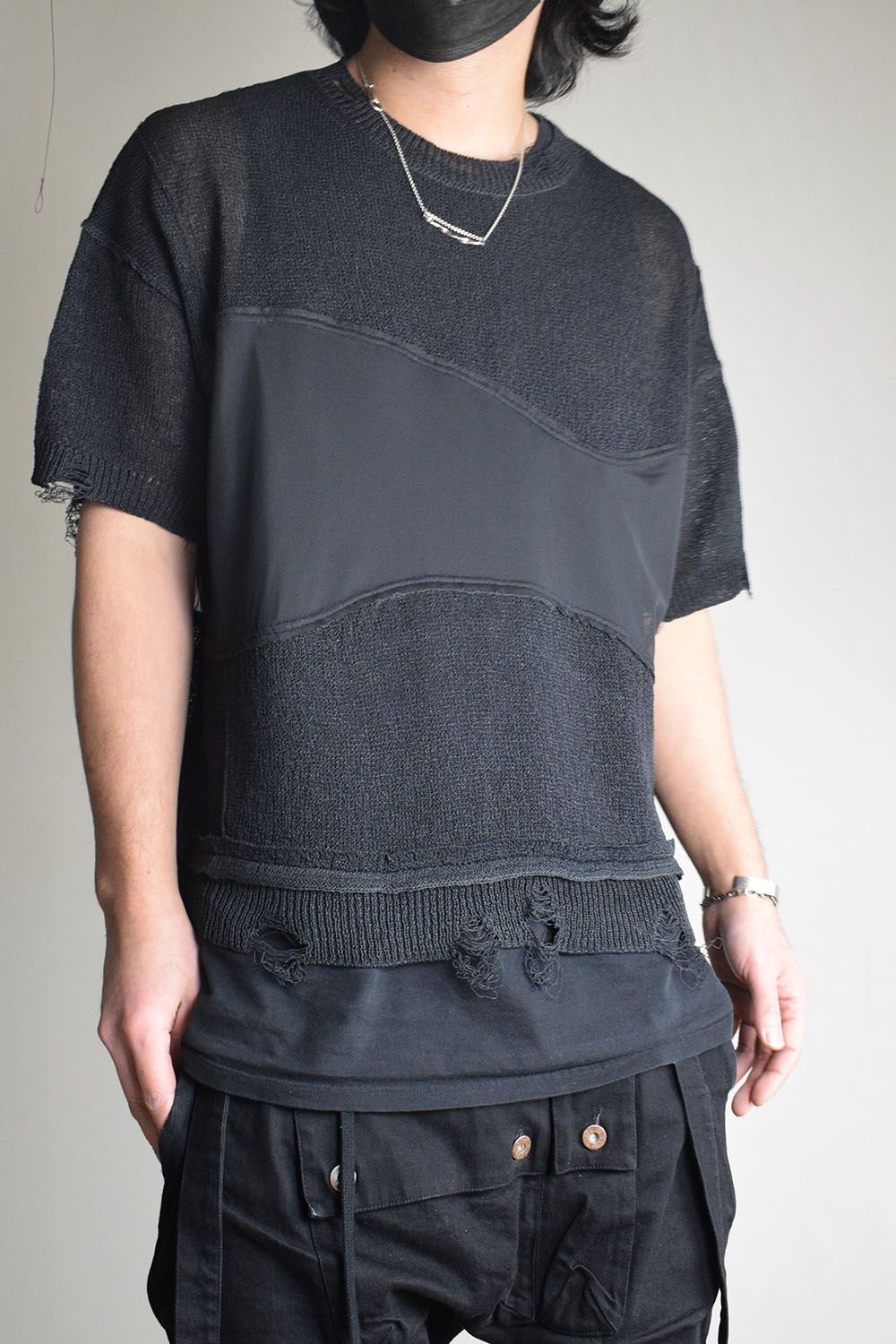 Dock Reverse Knit Tee"Black" / ドッキングリバースニットTee"Black"