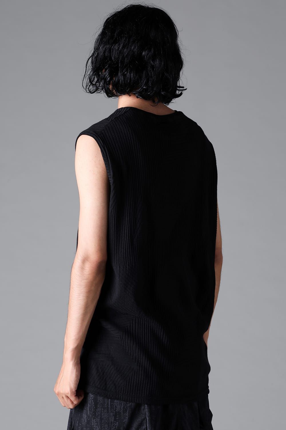 《2026SS先行予約》Deformed Stripe Pattern Tank Top "Black / Cream" /ディフォルメドストライプパターンタンクトップ"ブラック/クリーム"