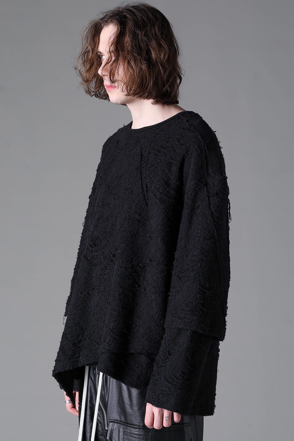 《2026AW先行予約》Layerd Over Sized Pullover"Black" / レイヤードオーバーサイズプルオーバー"ブラック"