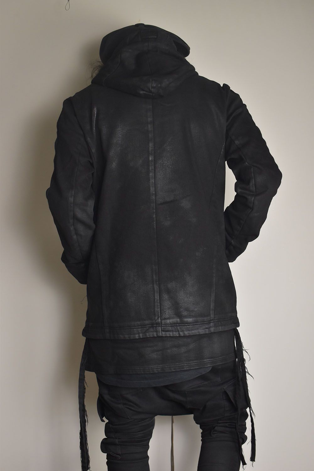 Coated Bonding Hoodie Denim Blouson"Black" / コーディングボンディングフーデッドデニムブルゾン"ブラック"