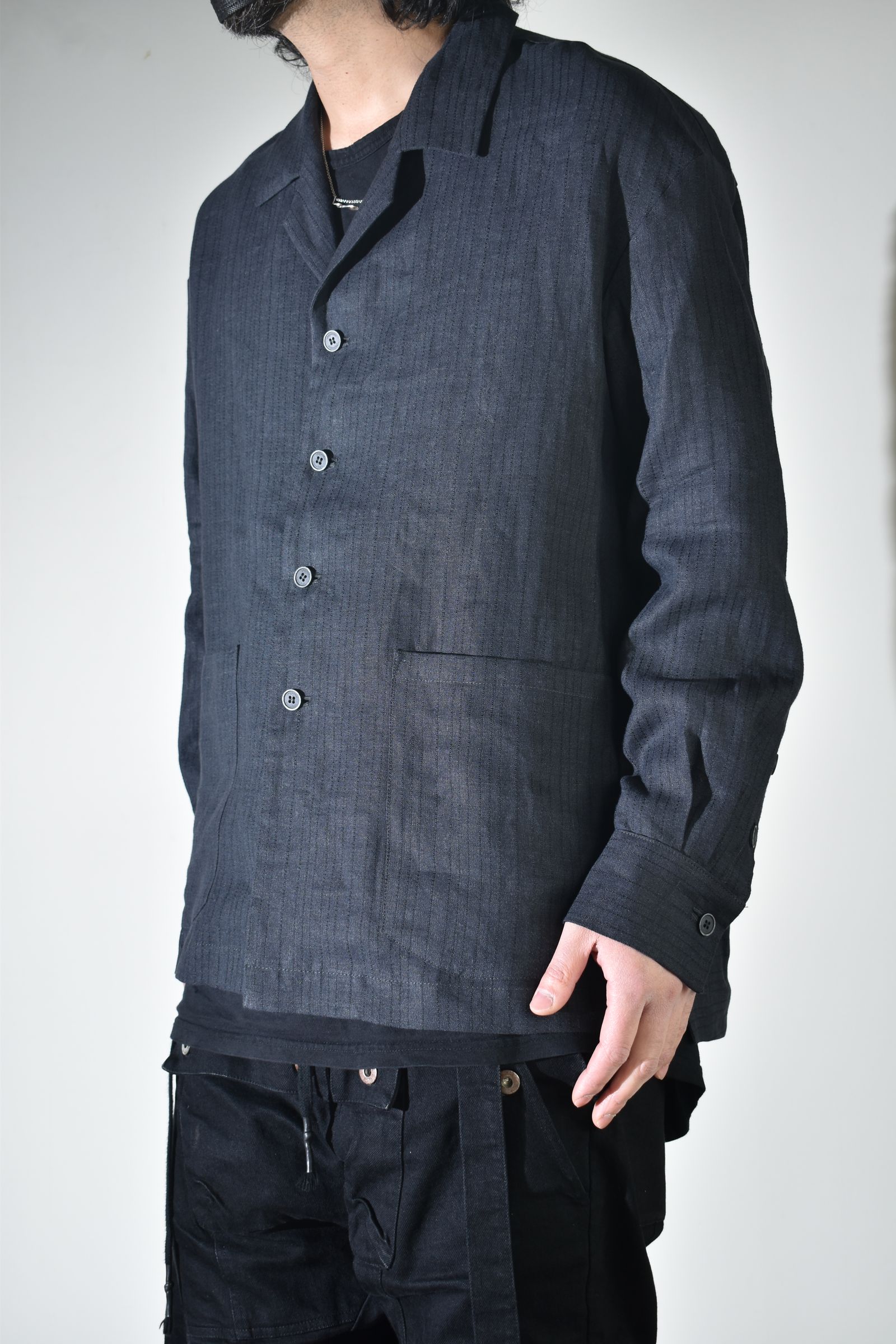 Linen Silk Shirts Jacket"Tuxedo" / リネンシルクシャツジャケット"タキシード"