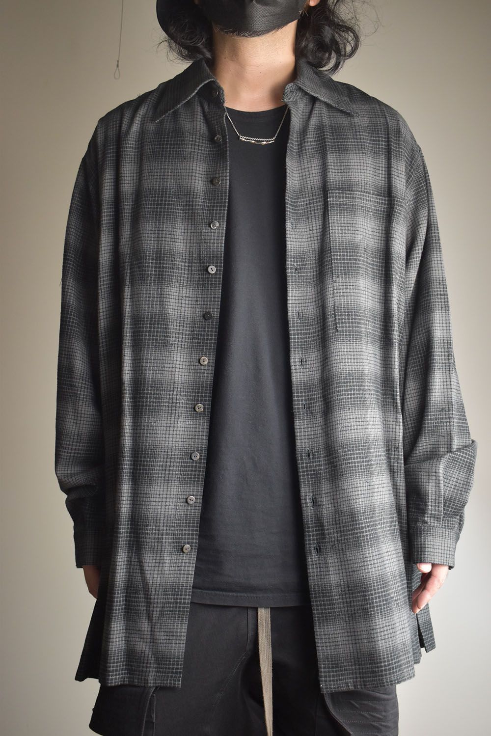 Over Sized Check Shirts"Grey" / オーバーサイズドチェックシャツ"グレー"