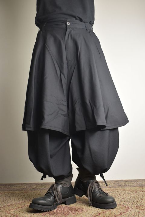 Layerd Super Wide Sarouel"Black" / レイヤードスーパーワイドサルエル"ブラック"