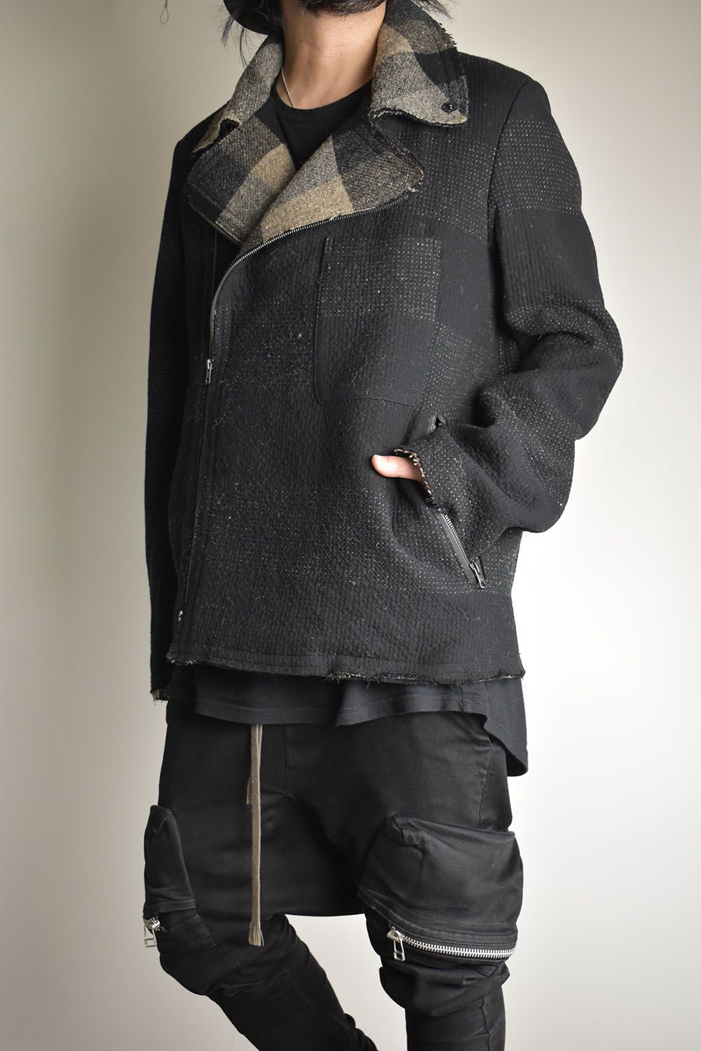 REVERSIBLE ZIP UP JACKET"Black"/リバーシブルジップアップジャケット"ブラック"