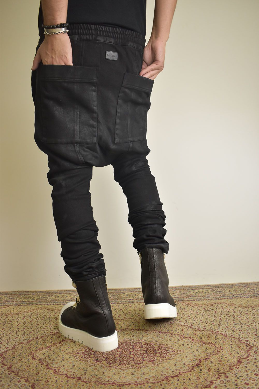 Coating Bonding  Sarouel Skinny Denim"Black" / コーティングボンディングサルエルスキニーデニム"ブラック"