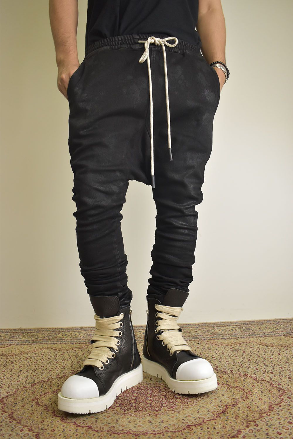 Coating Bonding  Sarouel Skinny Denim"Black" / コーティングボンディングサルエルスキニーデニム"ブラック"