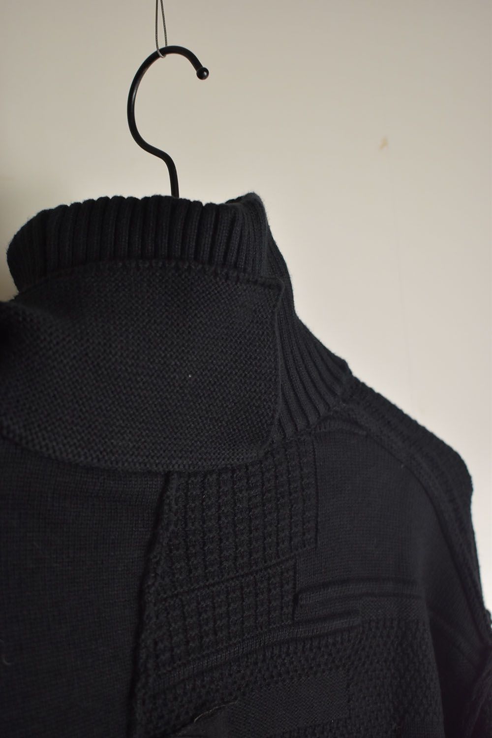Cotton Cashmere Crust Patch Knit Pullover "Black" / コットンカシミヤクラストパッチニットプルオーバー"ブラック"