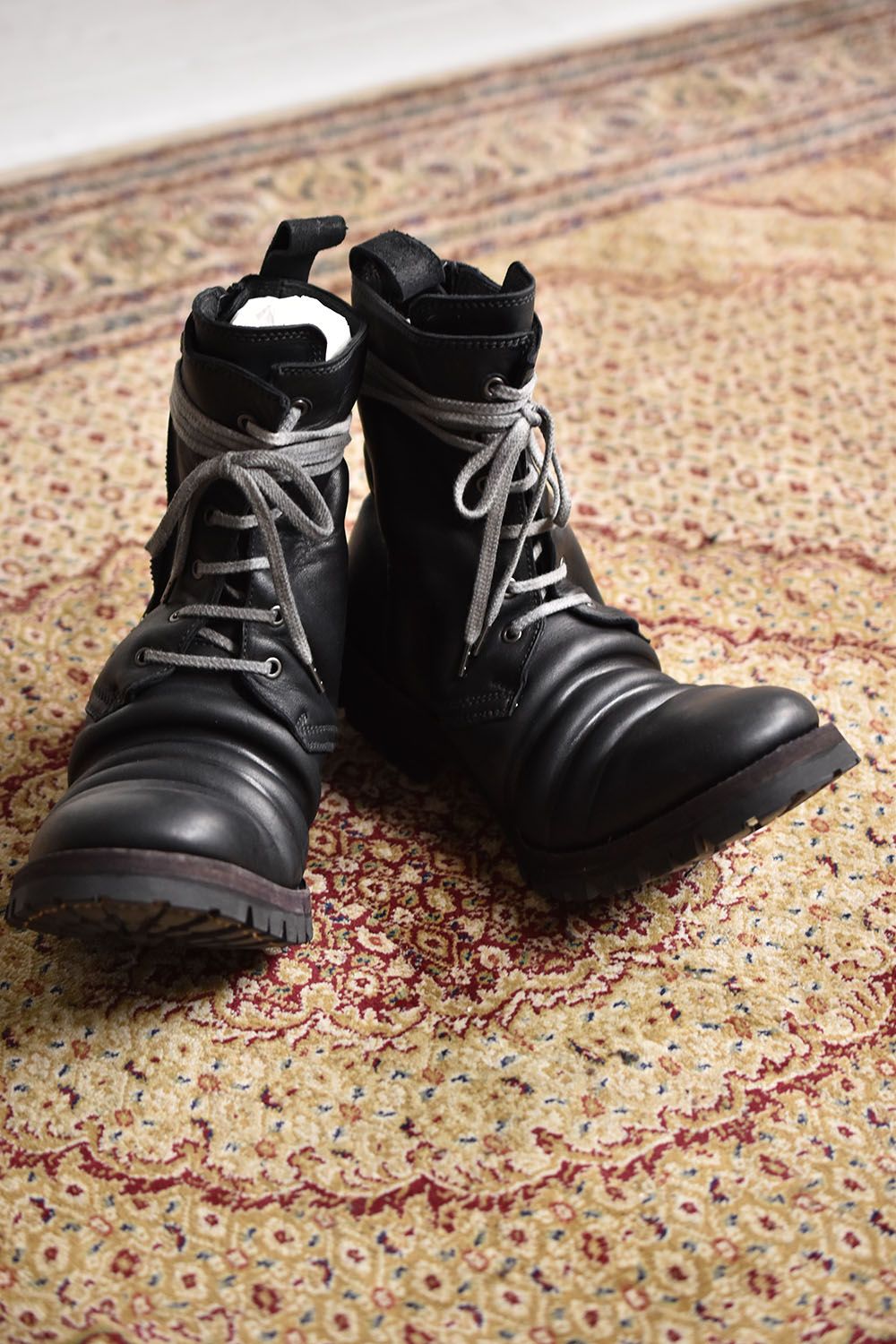 Horse Leather Lace Up Combat Boots"Black"/ホースレザーレースアップコンバットブーツ"ブラック"