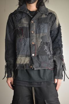 Crust Damage Repair Sashiko Jacquard Jacket "Black" / クラストダメージリペア刺子ジャガードジャケット"ブラック"