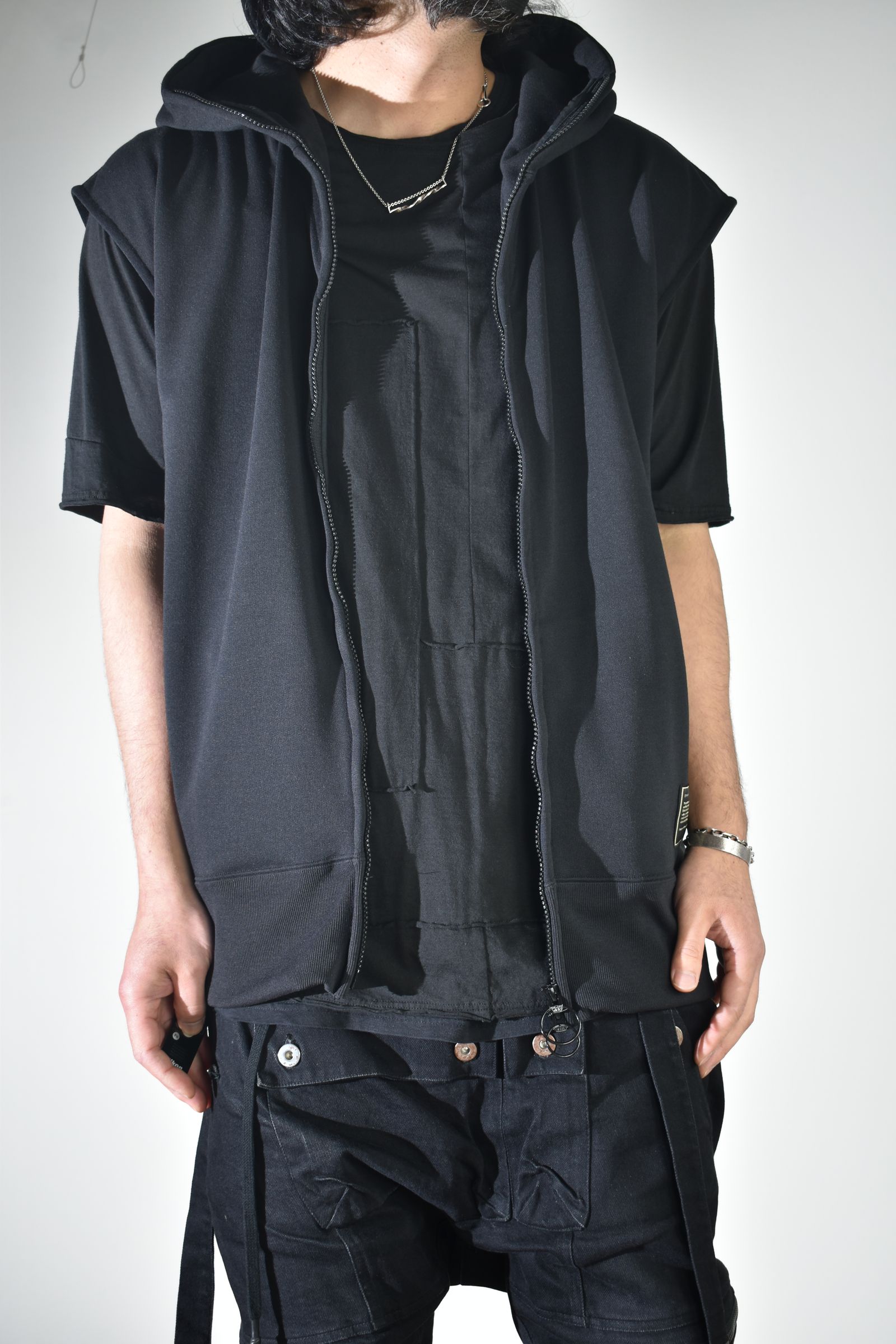 No Sleeve Zip Hoodie"Black" / ノースリーブジップフーディ"ブラック"