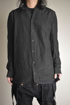 Silk Cotton Washer Shawl Collar Shirt"Black" / シルクコットンワッシャーショールカラーシャツ"ブラック"