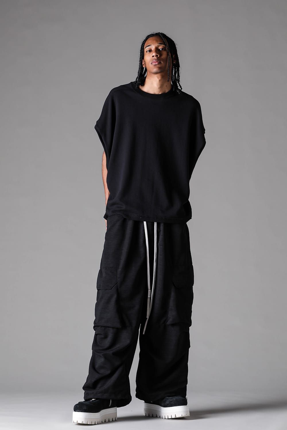 《2027SS先行予約》Lightweight French Terry Over Sized Tank"Black" / ミニ裏毛オーバーサイズタンク"ブラック"