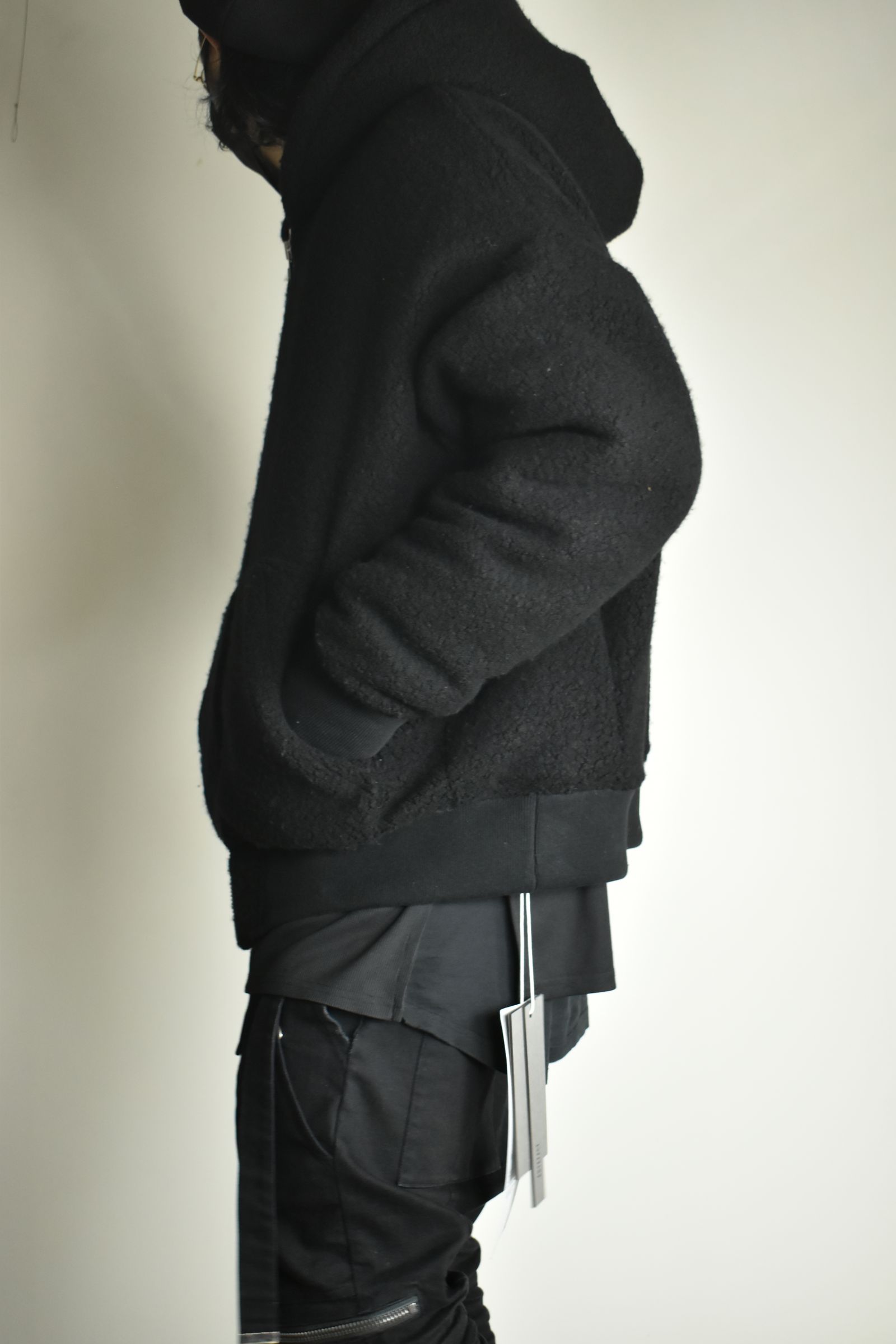 《2026AW先行予約》Sheep Pile Knit Padded Hoodie"Black / Khaki" / シープパイルニットパデッドフーディ"ブラック / カーキ"