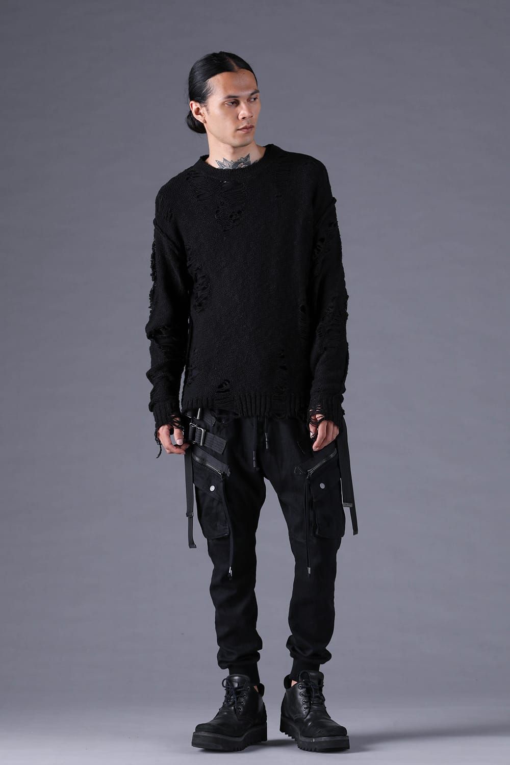 《2027SS先行予約分》3G Damage Knit Pullover "Black" / 3Gダメージニットプルオーバー"ブラック"