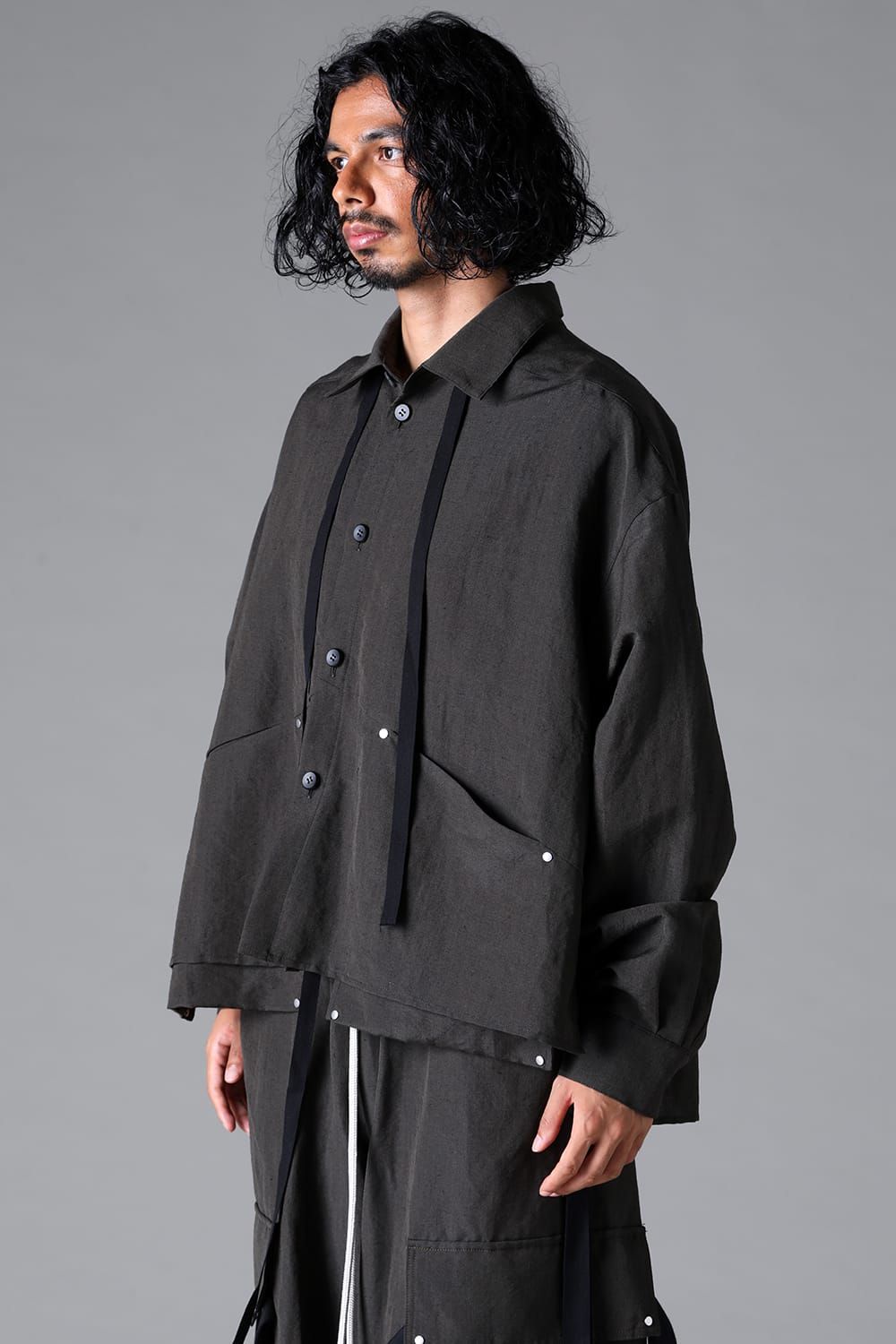 《2026SS先行予約》Wide Short Shirts"Black / Stone /Khaki /D.Grey / ST×GY" / ワイドショートシャツ"ブラック/ストーン/カーキ/ダークグレー/ストライプ×ダークグレー"